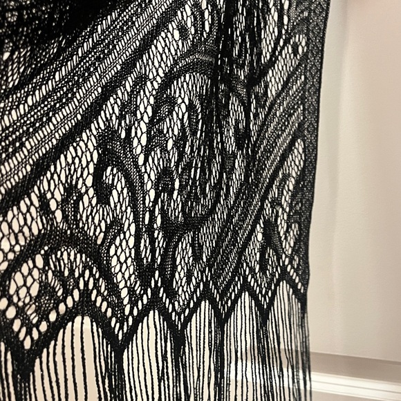 Elegant Black Lace Fringe Wrap with a little sparkle - Picture 4 of 5